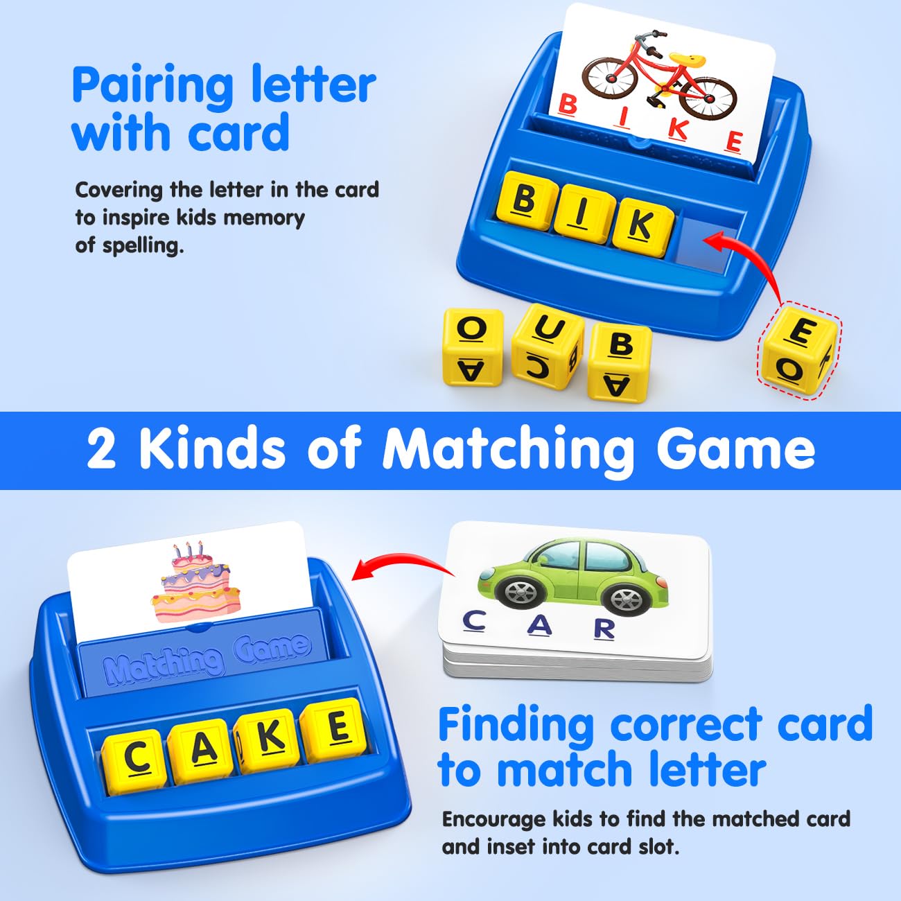 HahaGift Educational Toys for 3-5 Year Old Boy Girl Gifts, Matching Letter Learning Games