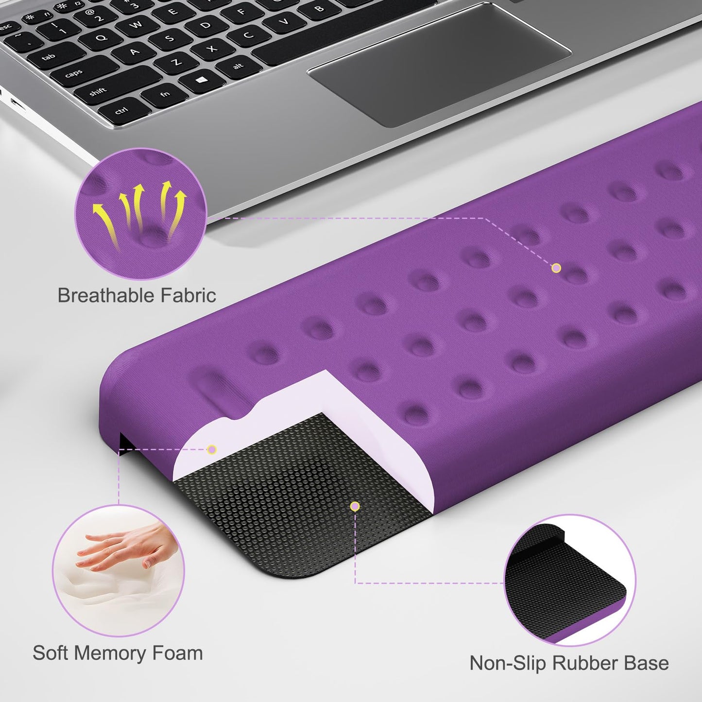 Leolee L-Shaped Desk Long Wrist Rest Elbow 60CM, Purple Arm Rest for Desk