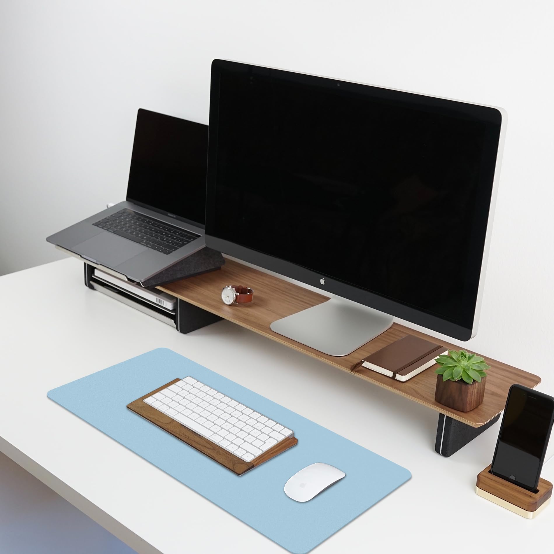 Leather Desk Pad Protector,Non-Slip Desk Pad(Blacke, 47.2" x 17")
