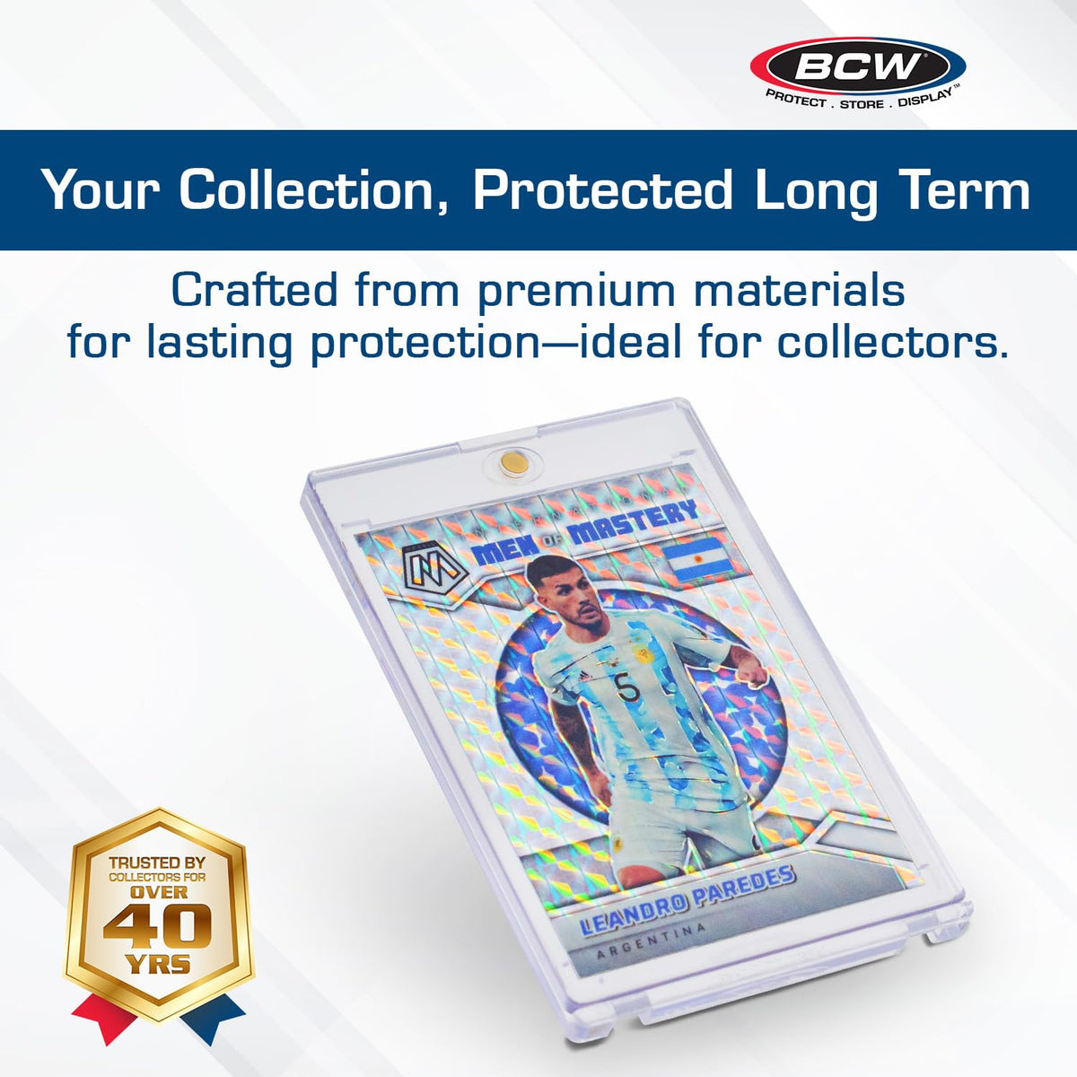 BCW Magnetic Card Holder - 35 PT Thickness - 5 Pack | Protective Display Card Case with Secure Gold