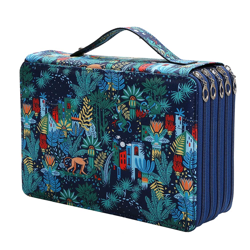 Lbxgap Portable Colored pencil case Jungle pencil case 252 Slots Oxford Fabric Pencil Case with
