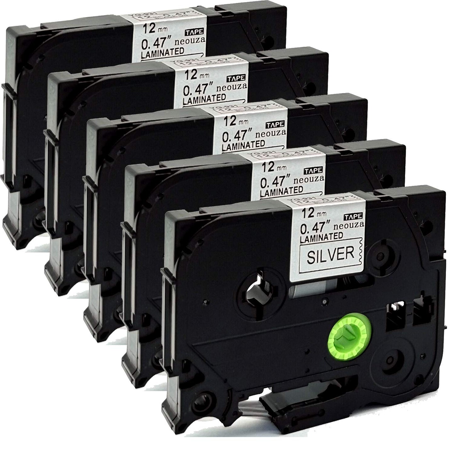 NEOUZA 5PK compatible with brother ptouch label tape black on Silver tze931 tze-931 for PTD210