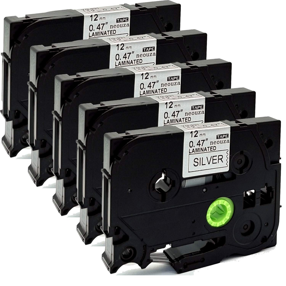 NEOUZA 5PK compatible with brother ptouch label tape black on Silver tze931 tze-931 for PTD210