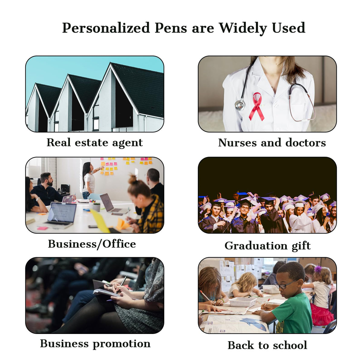 LMJUEJIN Personalized Pens with Name or Logo - Black Ink - 12 pcs Metal Custom Ballpoint Pen with