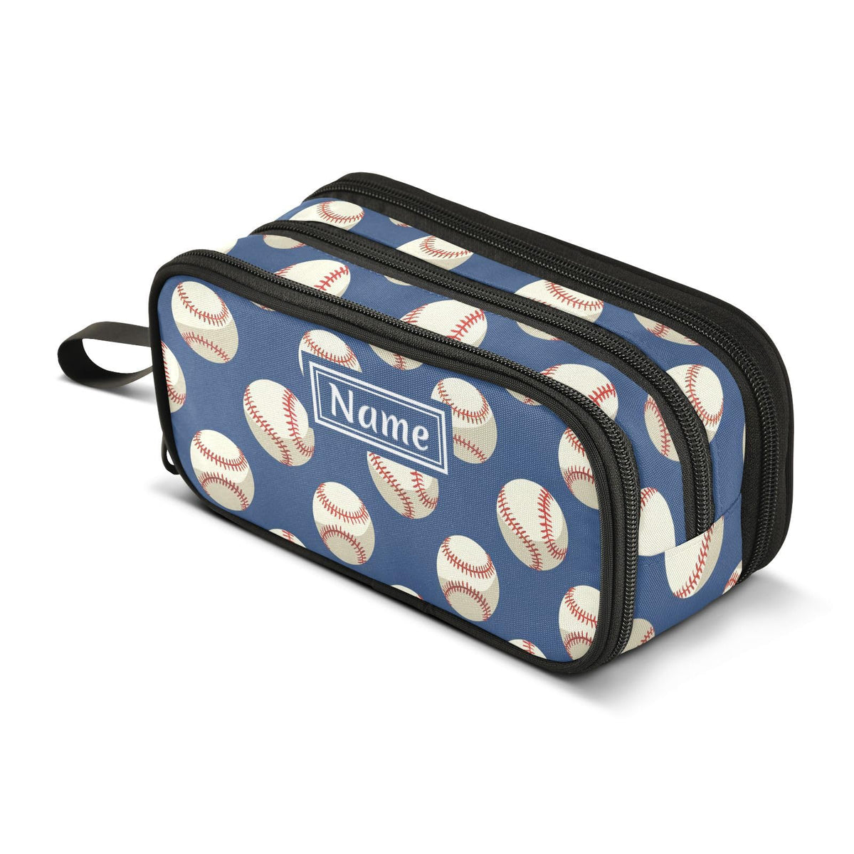 BOENLE Custom Baseballs Ball Blue Pencil Case Box Boys Girls Personalized Name Large Pencil Pouch
