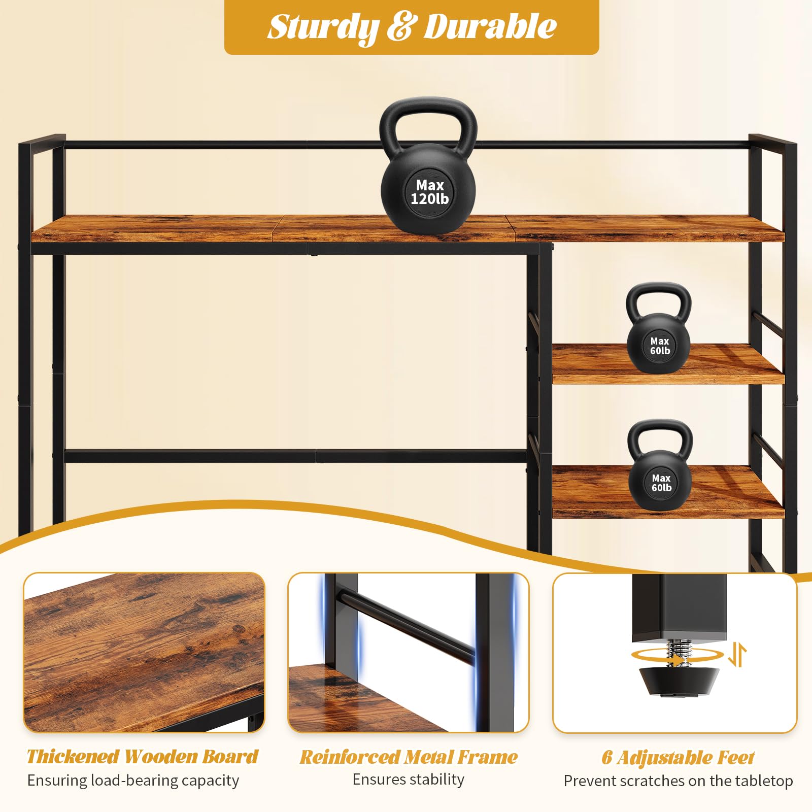 HavenlyYouth Desk Shelf, 45.4 Inch Wood Desk Organizer Shelf for Computer Monitor, Desk Hutch