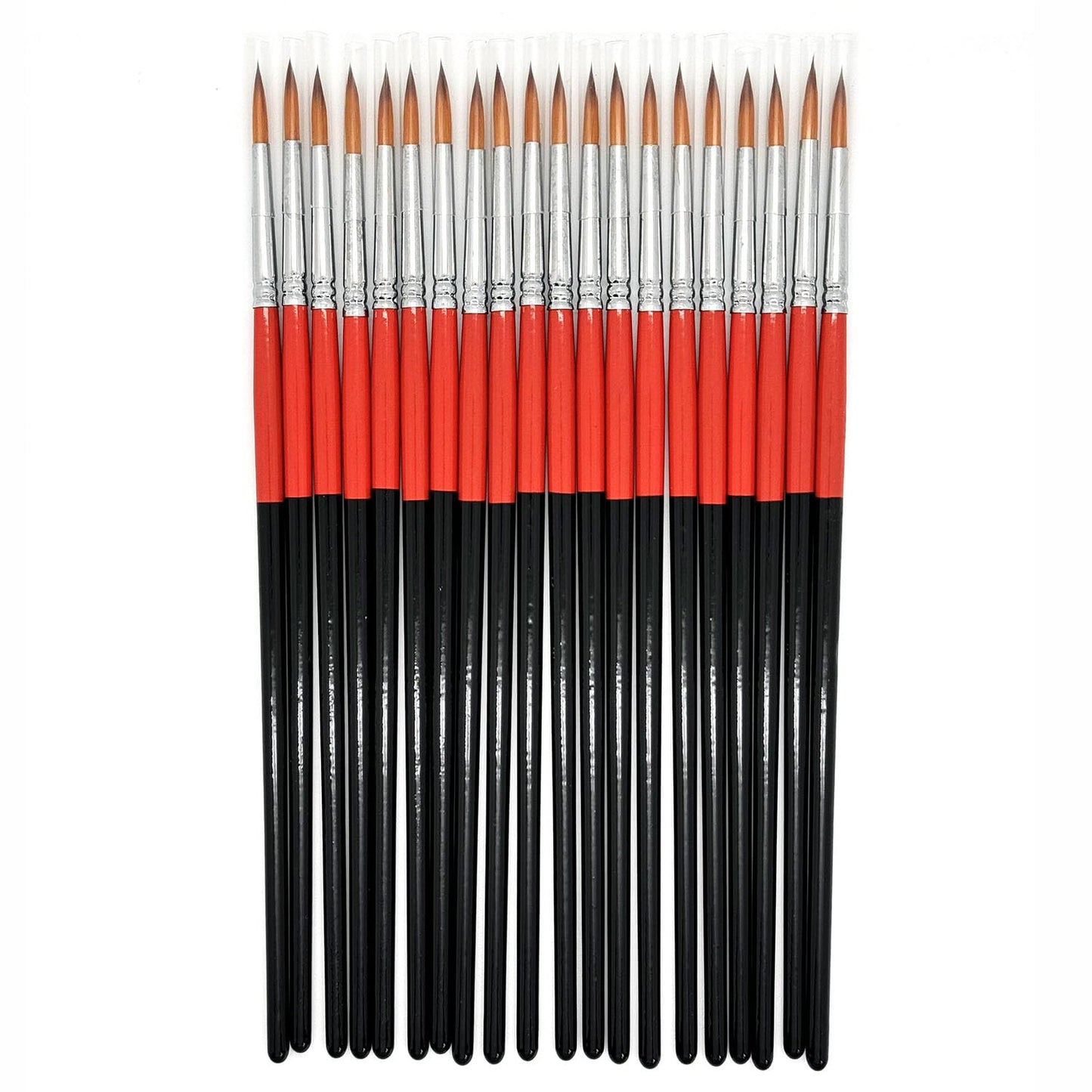 Size #2 Pointed Round Paint Brush Set of 20, Premium Taklon Synthetic Hair