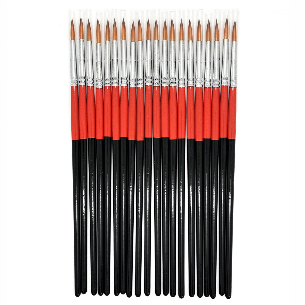 Size #2 Pointed Round Paint Brush Set of 20, Premium Taklon Synthetic Hair