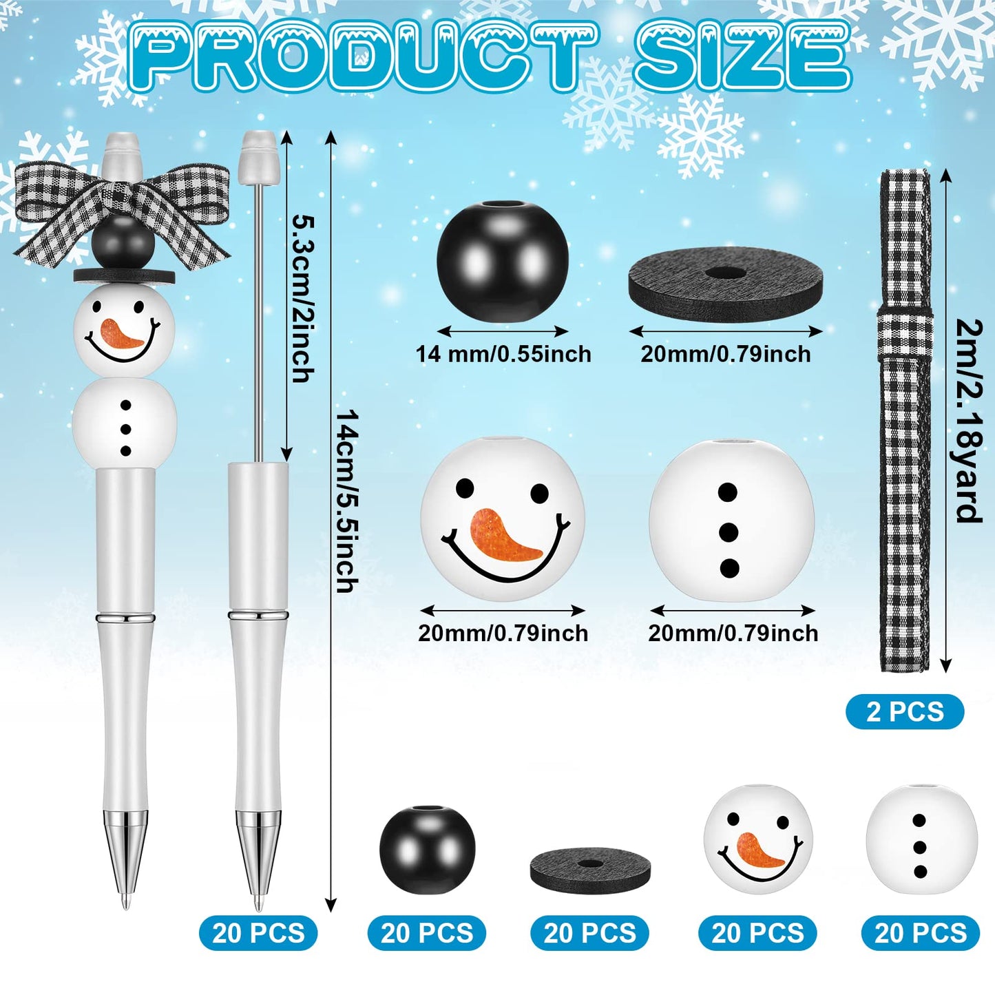 Sabary Christmas Beadable Pens Bulk,102 Pcs