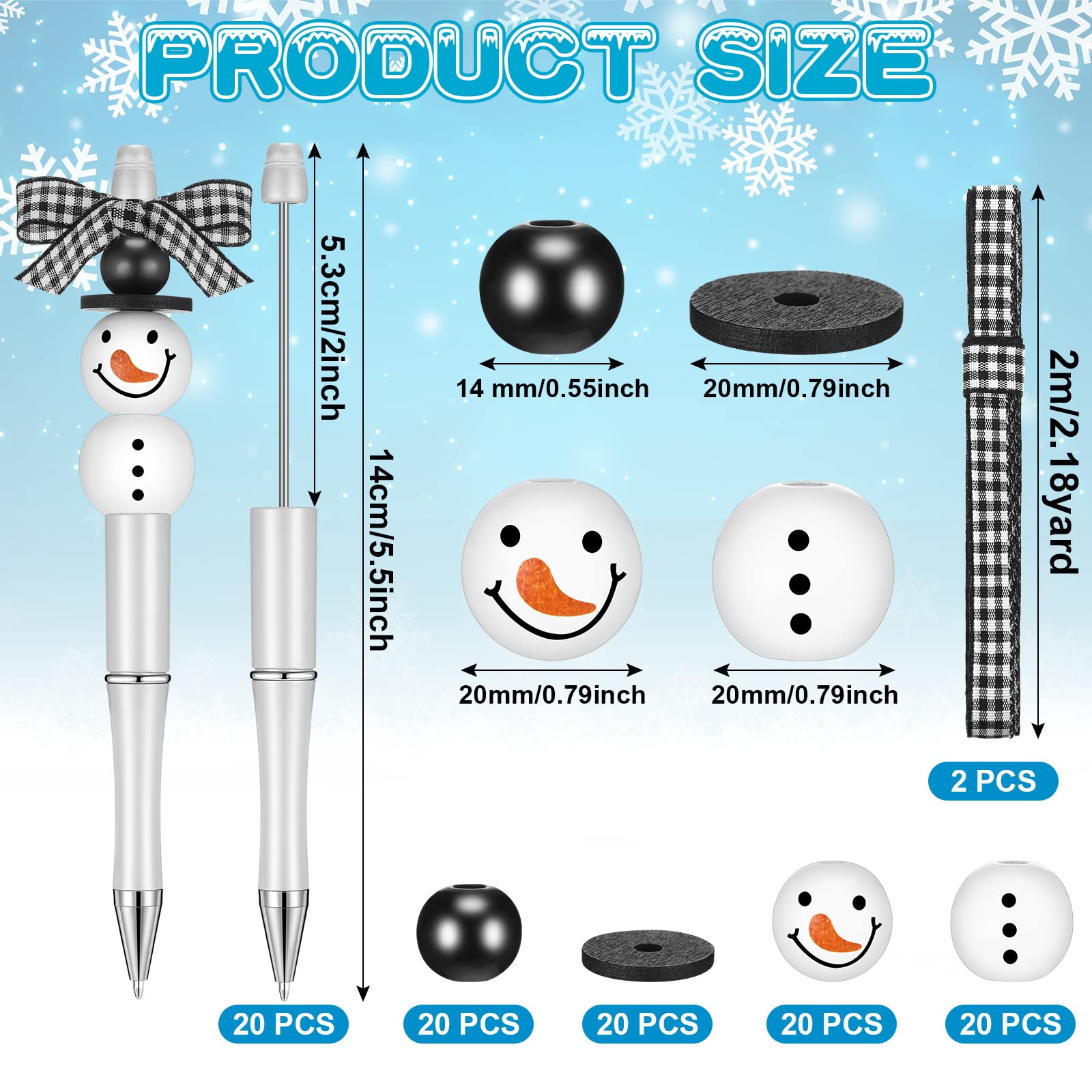 Sabary Christmas Beadable Pens Bulk,102 Pcs