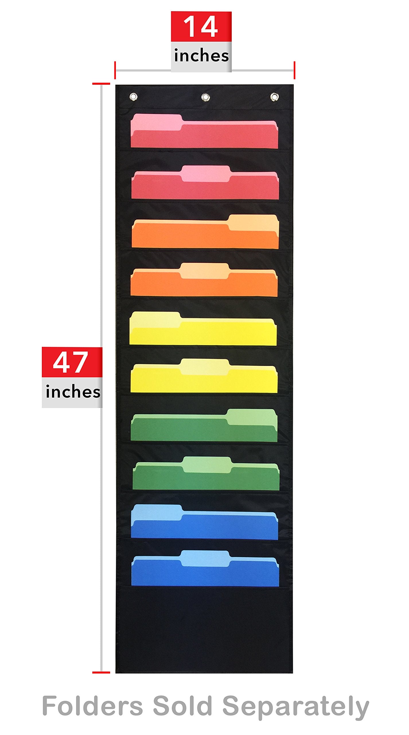Essex Wares - 2 Pack, 10 Pocket File Folder Pocket Chart, Black, 14" Wx47 T