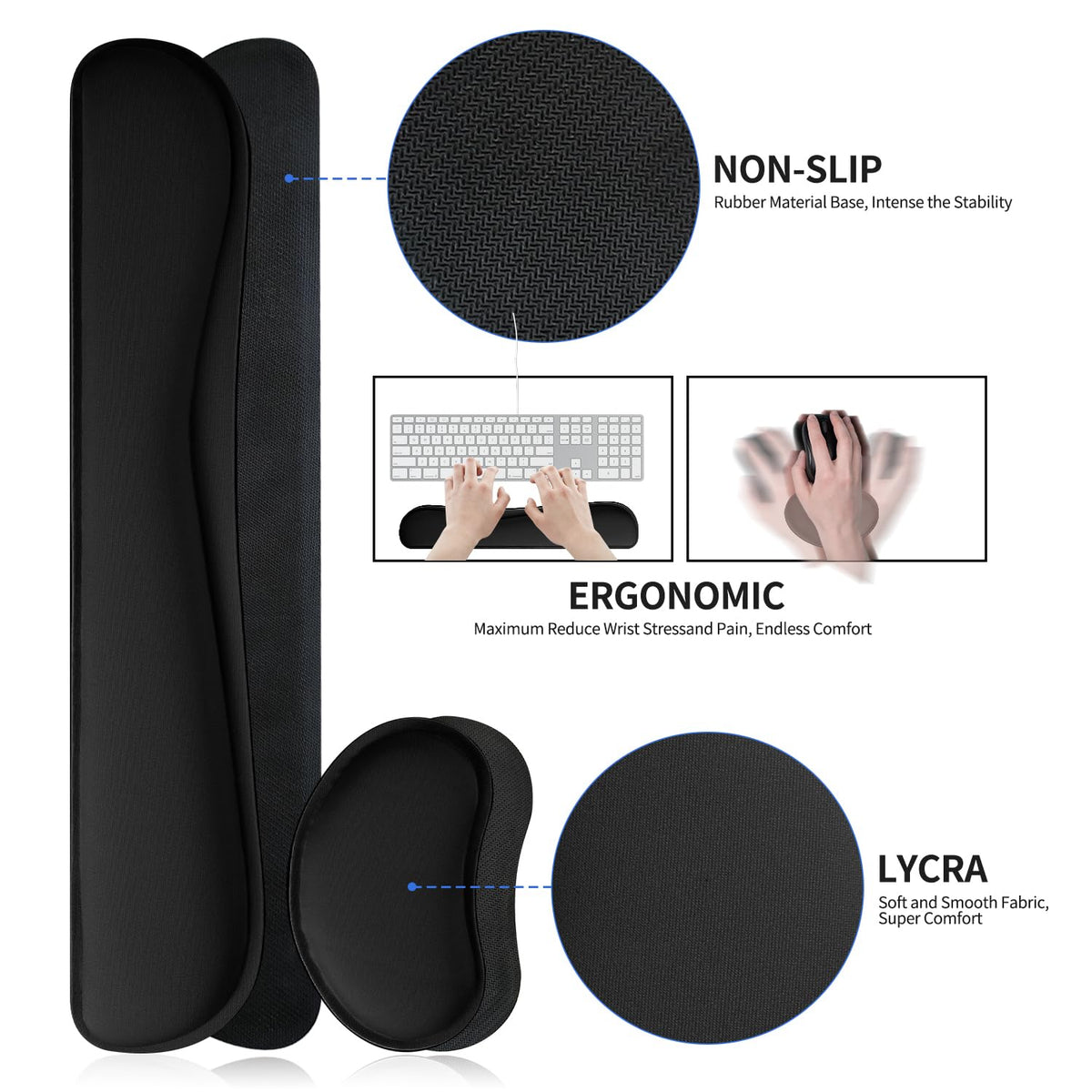 Meetcolor Desk Mat Set,3-in-1 Mouse Pad with Wrist Rest and Keyboard Pad