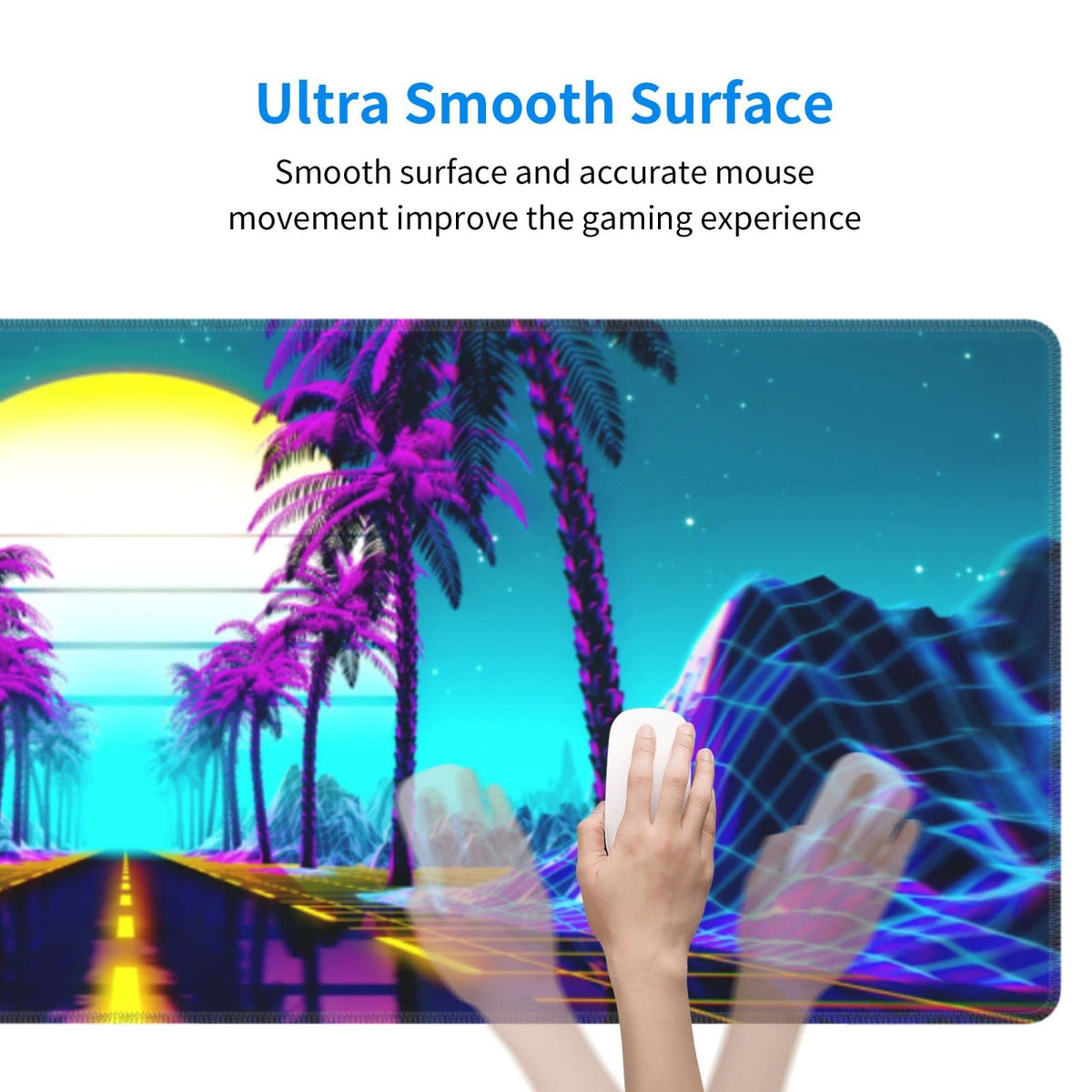 Neon Retrowave Gaming Mouse Pad Large XL Desk Mat Long Extended Pads Big Mousepad for Home Office
