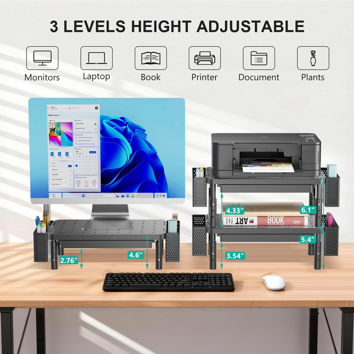 WALI Computer Monitor Stand with Storage and Pen Holder