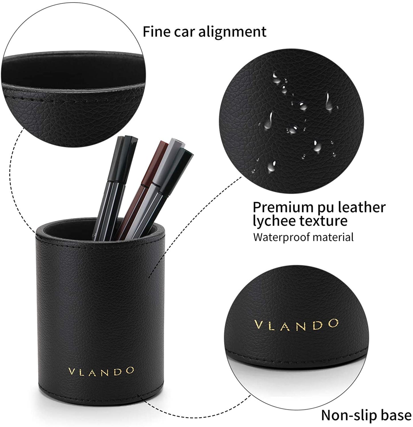 VLANDO Office Desk Organizer Leather Desktop Organizer Caddy with Drawer for Storing Desktop