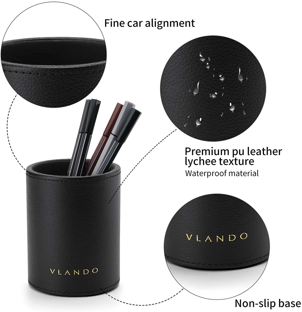 VLANDO Office Desk Organizer Leather Desktop Organizer Caddy with Drawer for Storing Desktop