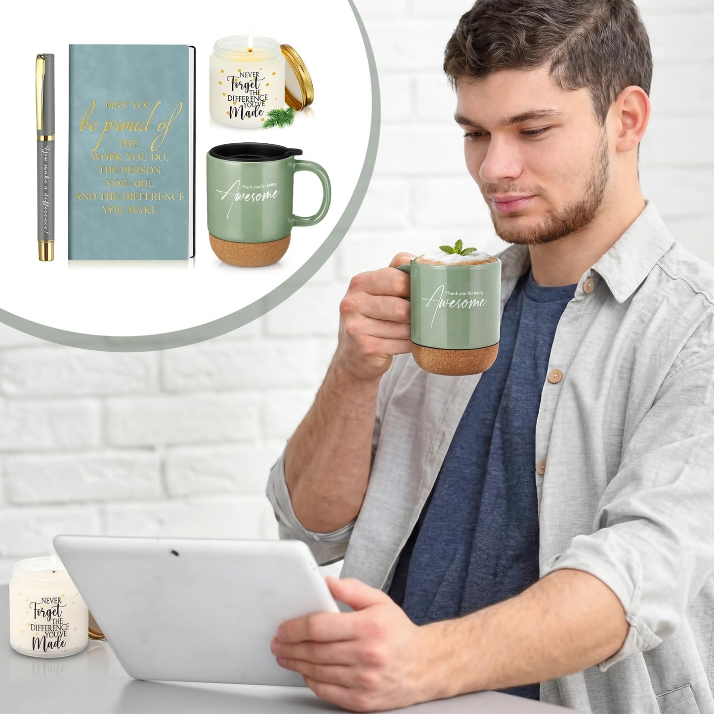 Sayglossy 4 Pcs Thank You Gift Set for Men Women Employee Coworker, Green