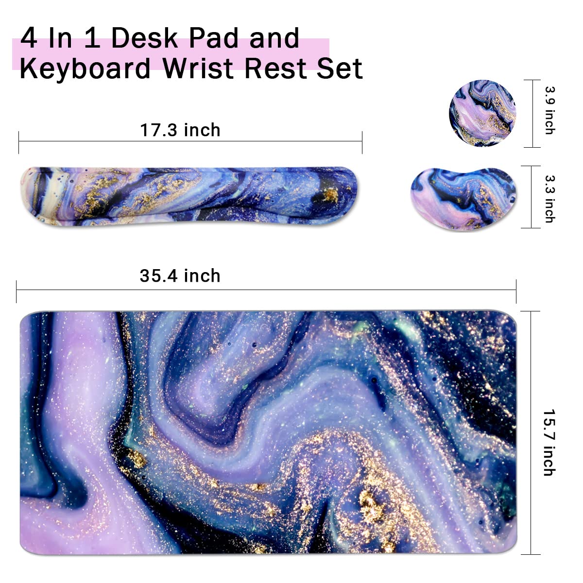 Keyboard Mouse Pad Set, Extended Mouse Pad+Keyboard Wrist Rest Support, Memory Foam Ergonomic Easy
