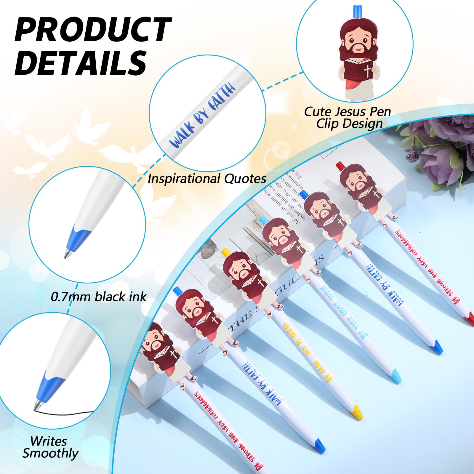 CroBlissful 36 Pcs Christian Jesus Pens for Kids, Back to School Supplies