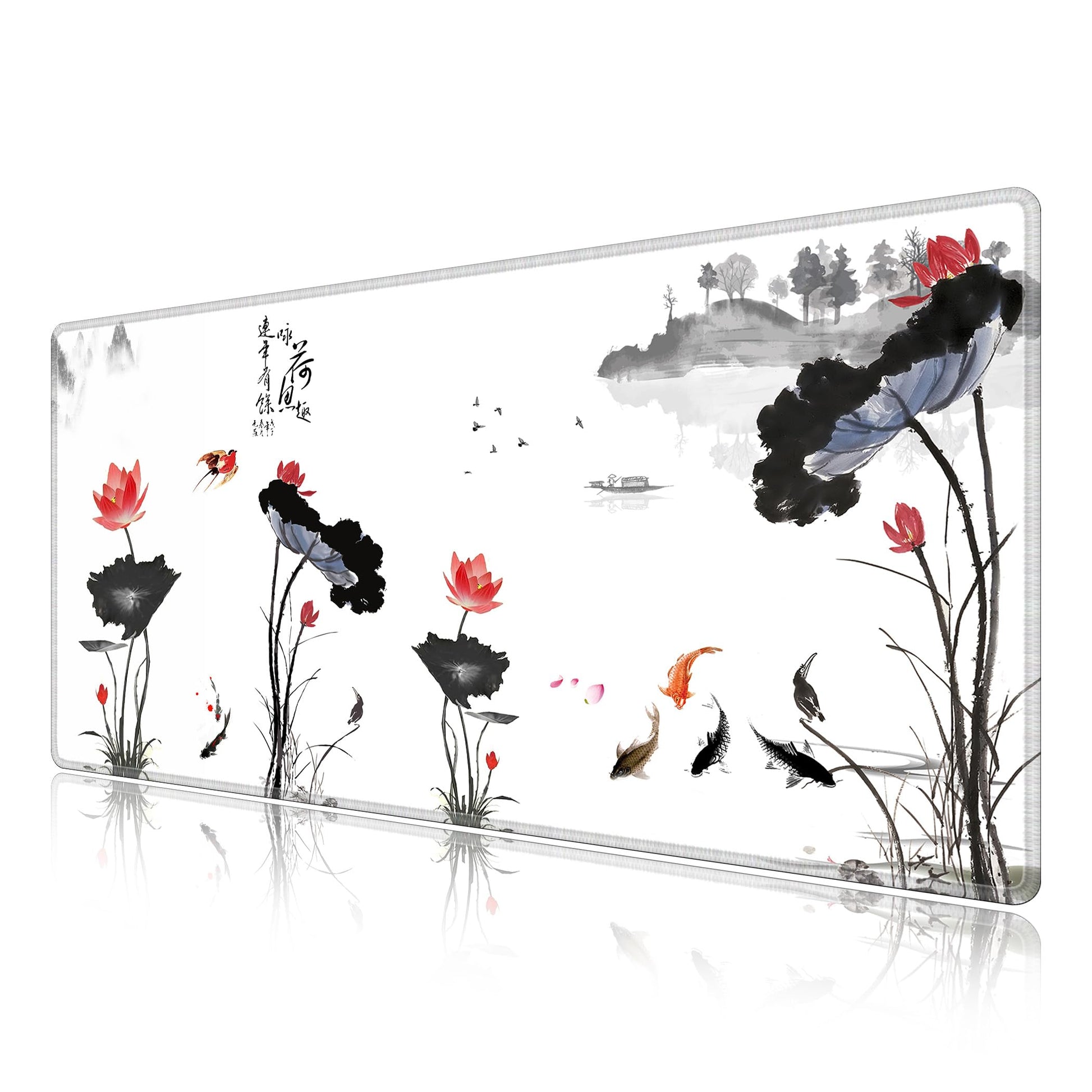 LL-COEUR XXL Landscape Gaming Mouse Pad Computer Keyboard Mat Office Desk Pad (Lotus, 39.3" x 19.6"