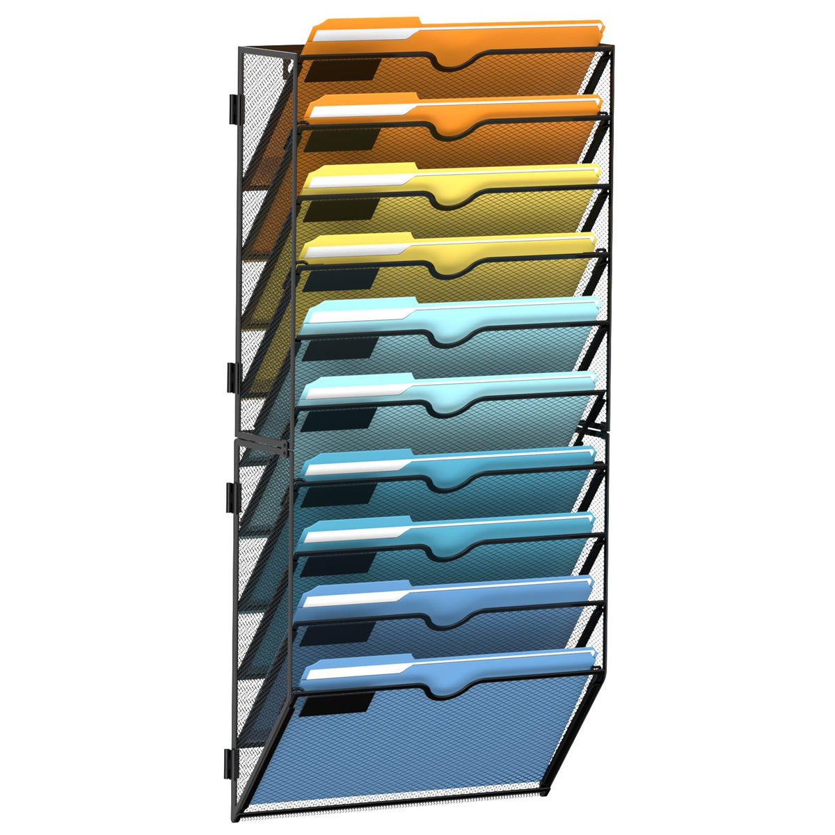 10-Tier Hanging Wall File Organizer with Hooks for Office Organization