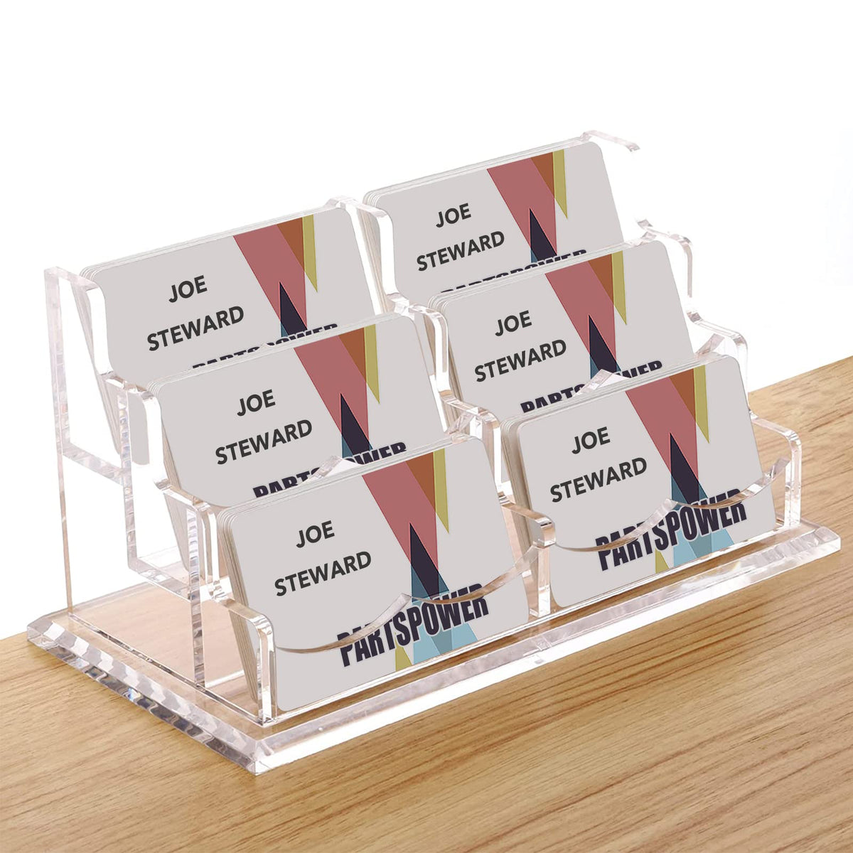 Acrylic Business Card Holder for Desk, Horizontal Clear Business Name Card Display Stand, Desk