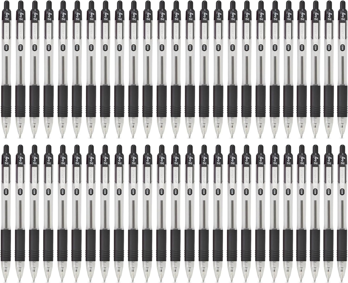 ZEBRA Z GRIP Black Ballpoint Pens, Retractable with smooth ink, comfortable grip and pocket clip