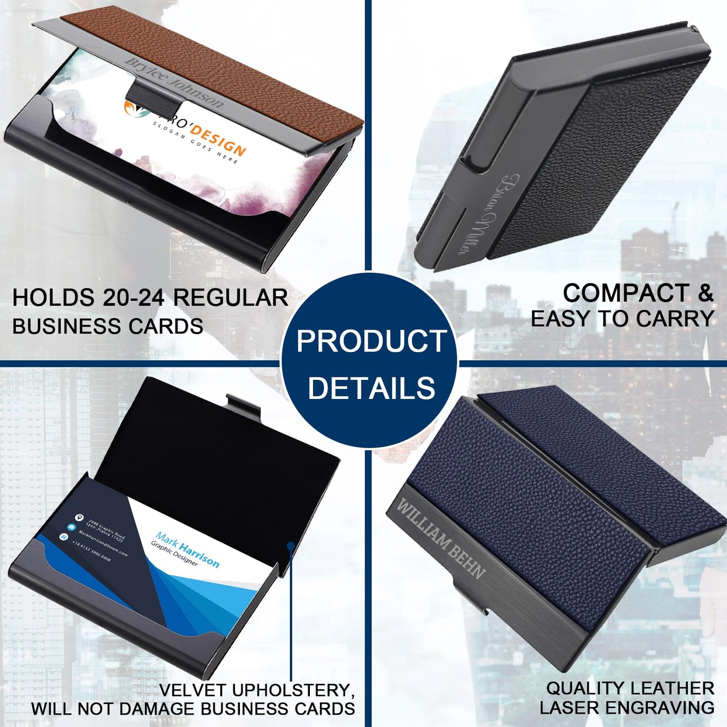 Taikuri Custom Business Card Holder Personalized Engraved Leather Business Card Case Holder