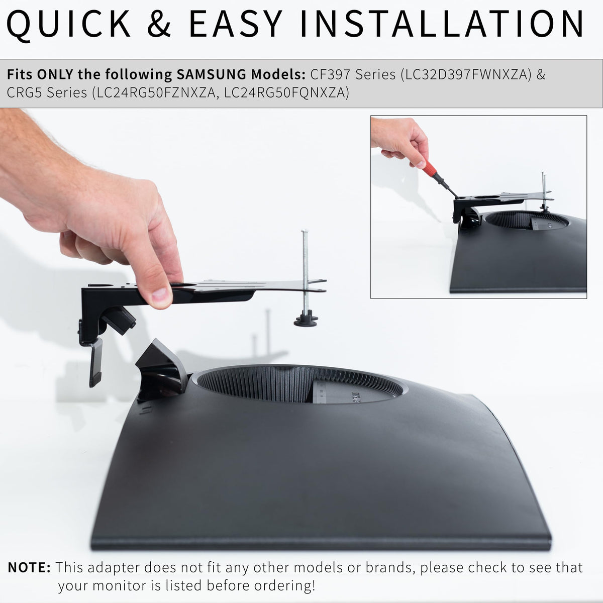 VIVO Quick Attach VESA Adapter Plate Bracket Designed for Samsung CF397 Series and CRG5 Series
