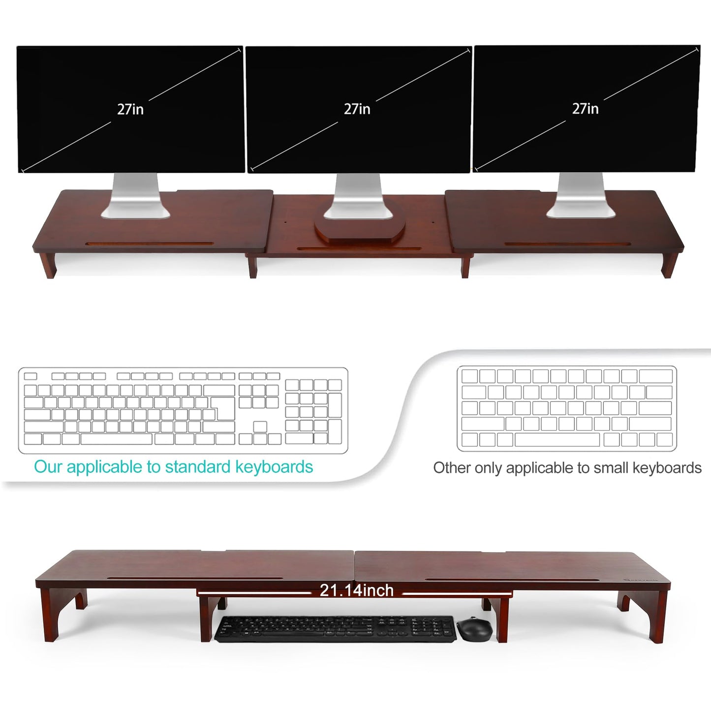 Nnewvante Bamboo Monitor Riser, 60 inch Upgrade Height Large TV Riser