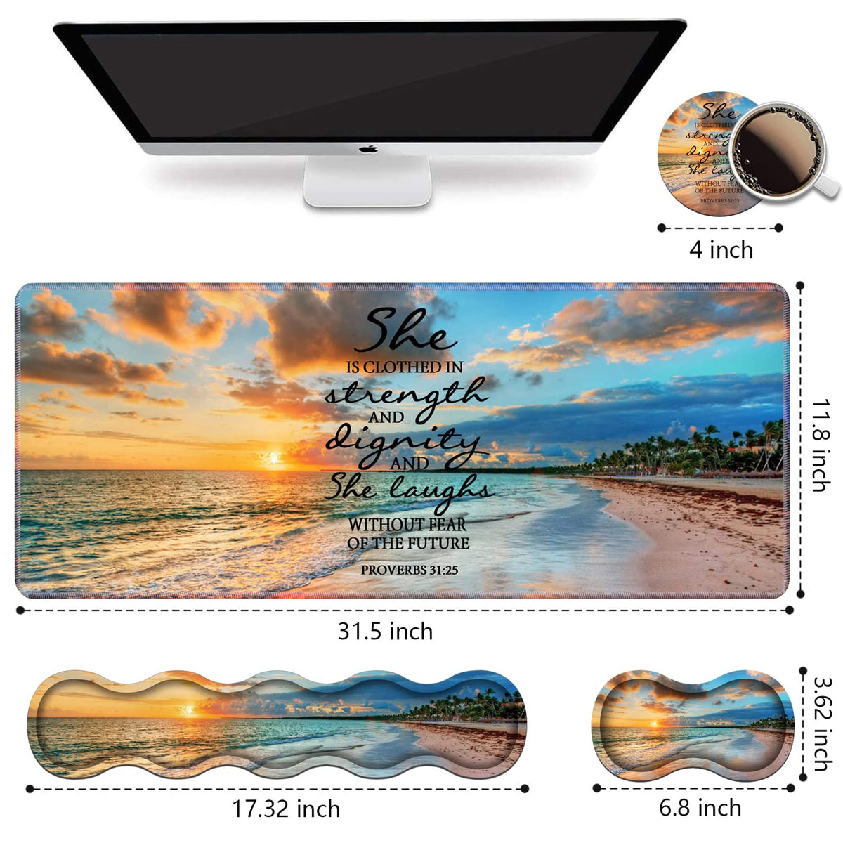 Ergonomic Keyboard Wrist Rest & Mouse Pad Wrist Rest Set, Large XXL Gaming Desk Mat 31.5"x 11.8"