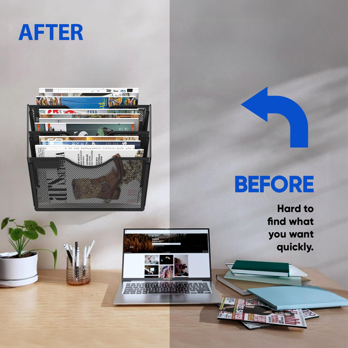 LQPAFZ 3 Tier Magnetic File Holder for File Cabinets, Refrigerator, Whiteboard, Office, No Drilling