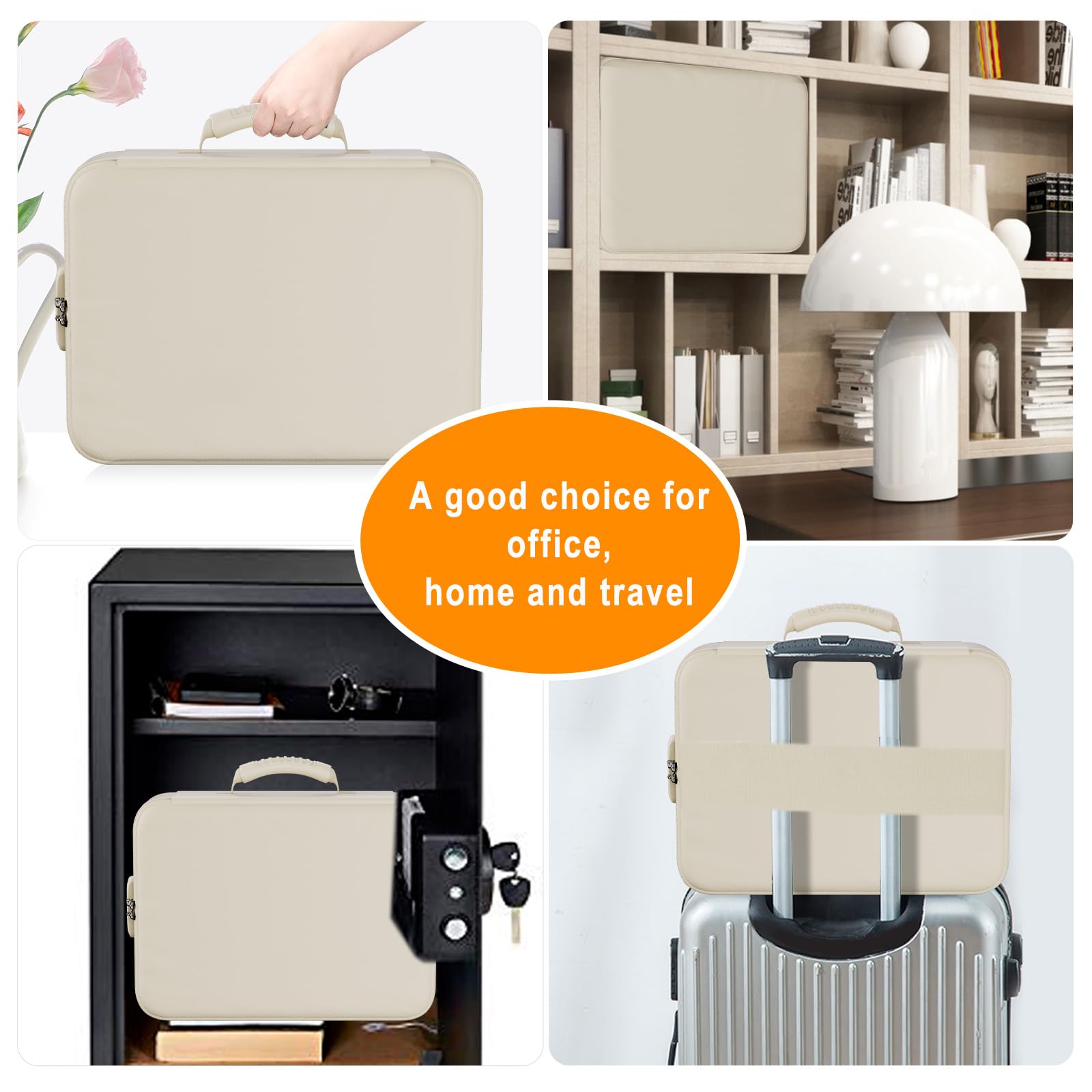 DocSafe 5200°F Fireproof Document Organizer Box with Lock, Beige (Soft)