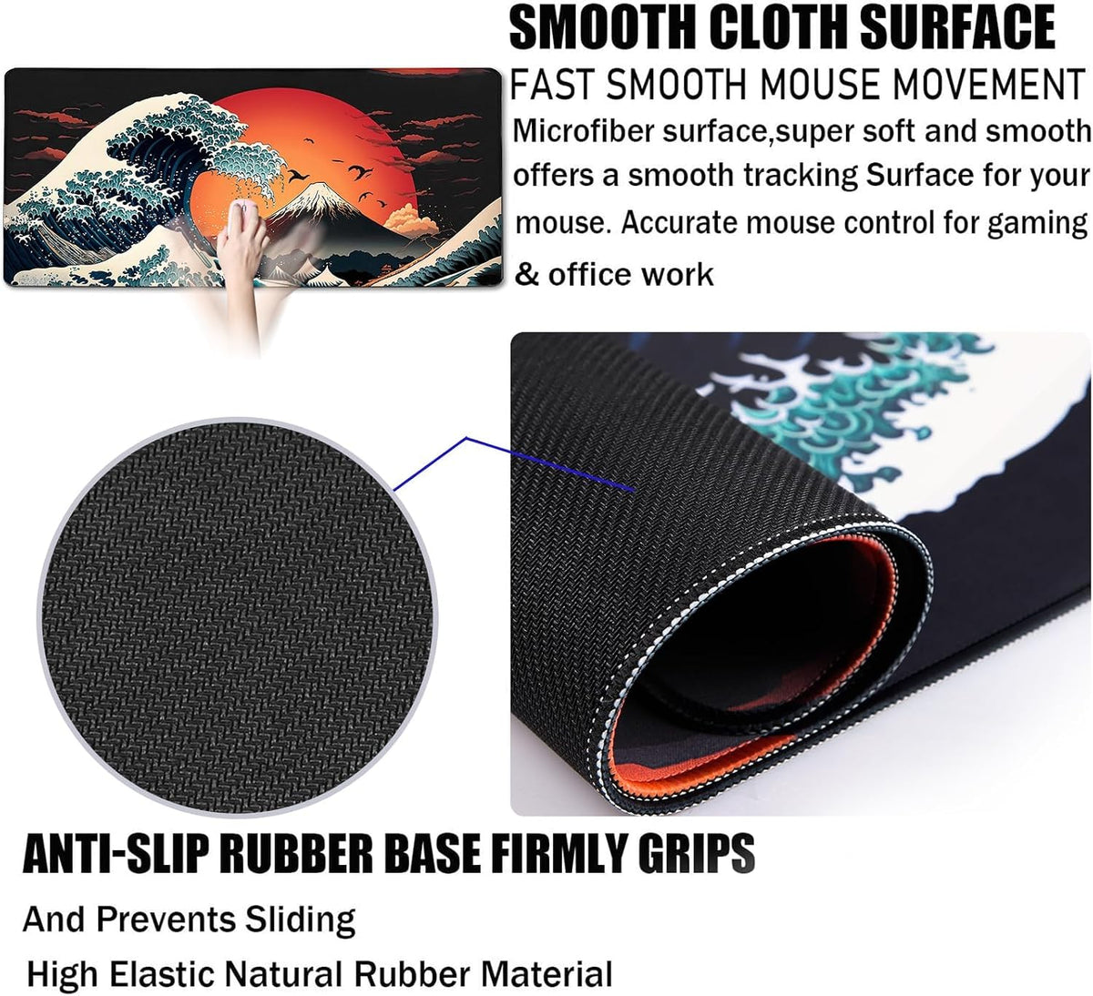 Big Mouse Pad, Upgrade Durable 35.4"x15.7" Larger Extended Mouse Pad for Gamer with Stitched Edges
