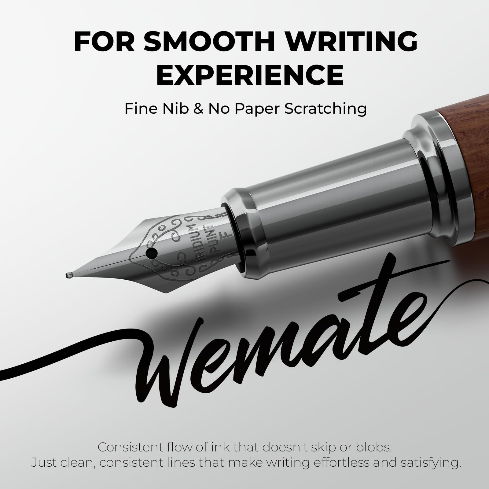 WEMATE Fountain Pen Set for Writing, Fine Nib, Red Oak