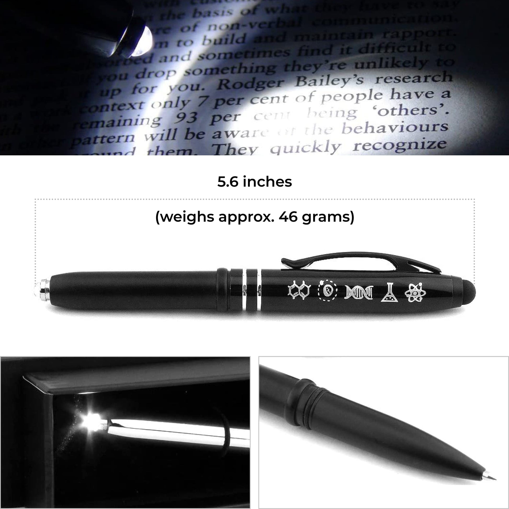 Inkstone Symbols of Science - Black Pens with Stylus Tips for Touchscreen, Fine Point Smooth