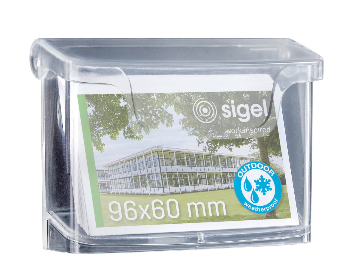 SIGEL LH326 Outdoor Wall-Mounted Business Card Holder, for up to 60 Cards, Acrylic, Transparent, 1