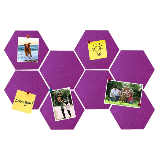 HULAVO 8 Pcs Hexagon Felt Cork Bulletin Board Tiles, Self Adhesive DIY Bulletin Board Pin Board for