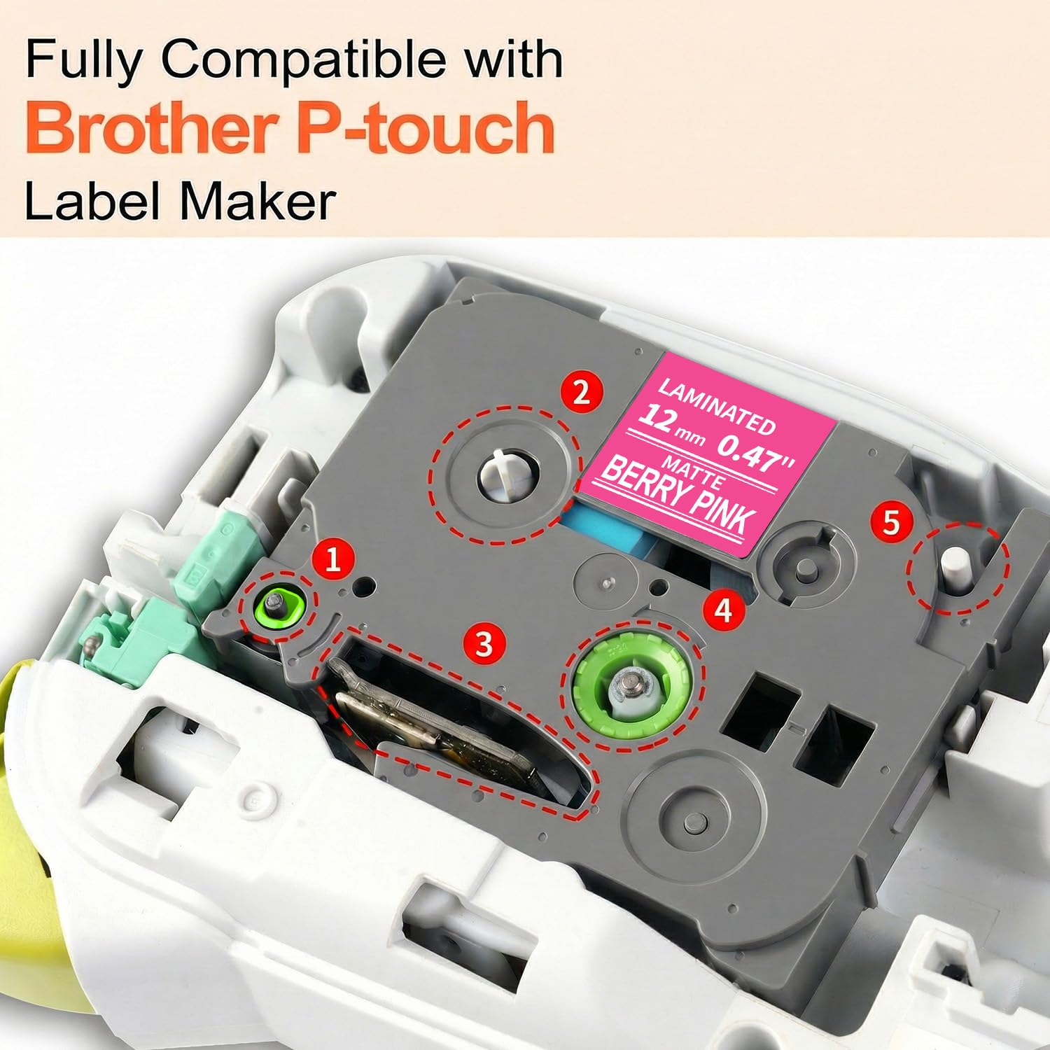 COLORTY TZ 12mm 0.47 Color Tape Replacement for Brother P-Touch Label Tape