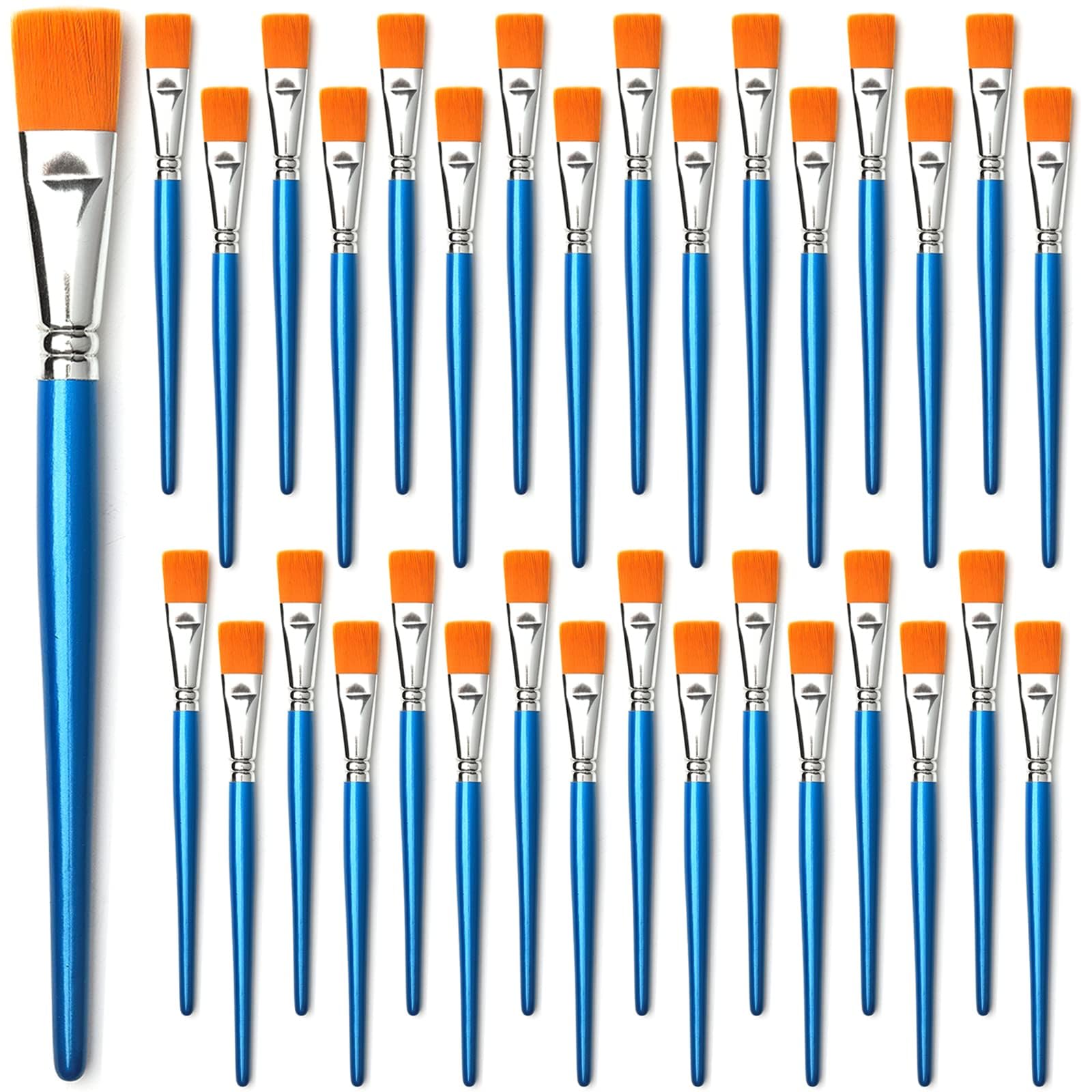 GACDR 1 Inch Flat Paint Brushes, 32 Bulk Acrylic Brushes for Watercolor