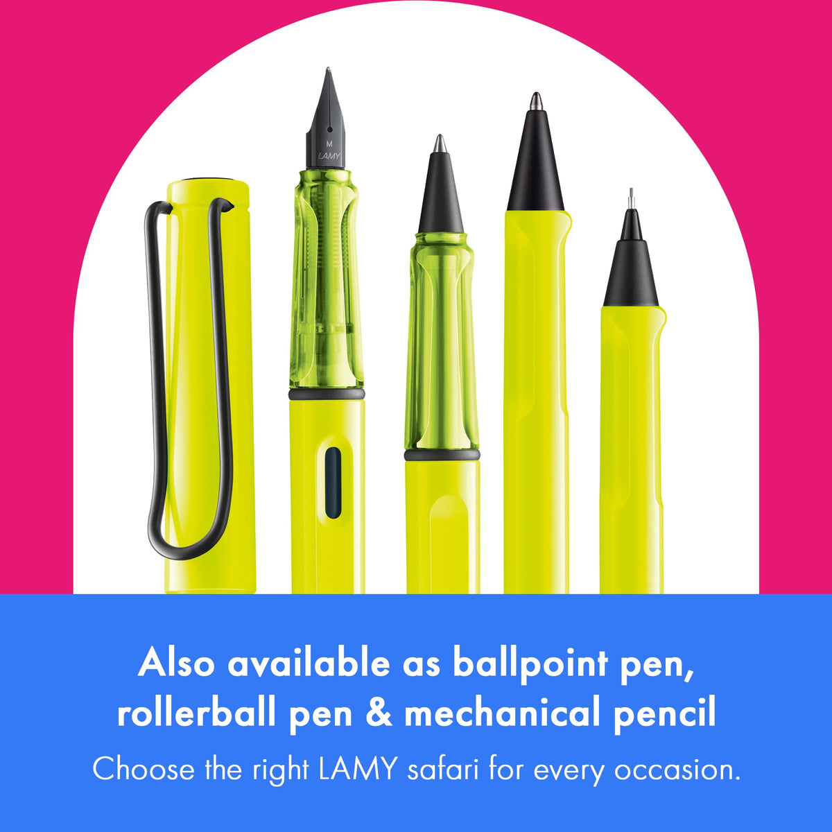 LAMY safari neonyellow - Fountain Pen with ergonomic grip & polished steel nib in size M - ideal