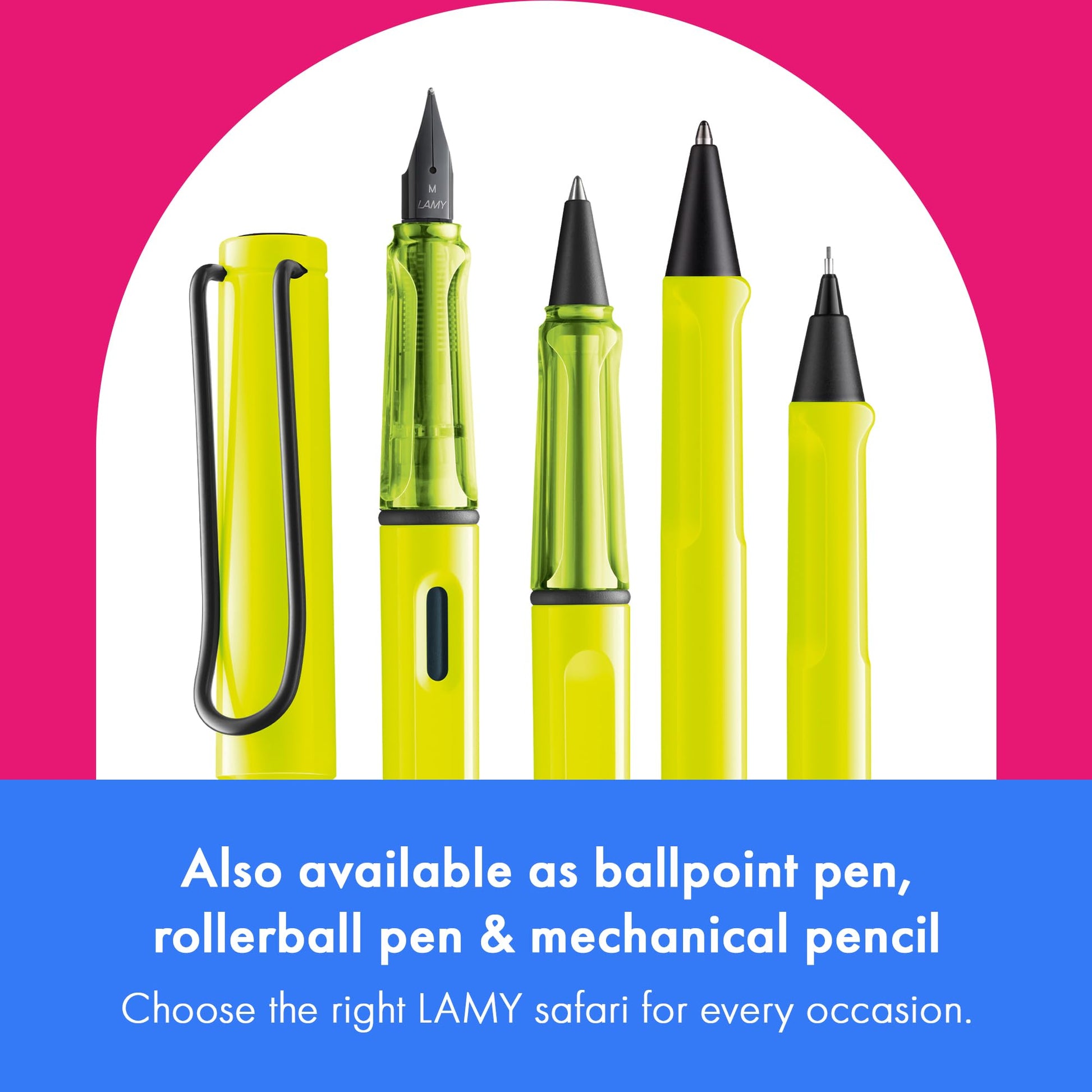 LAMY safari neonyellow - Fountain Pen with ergonomic grip & polished steel nib in size M - ideal