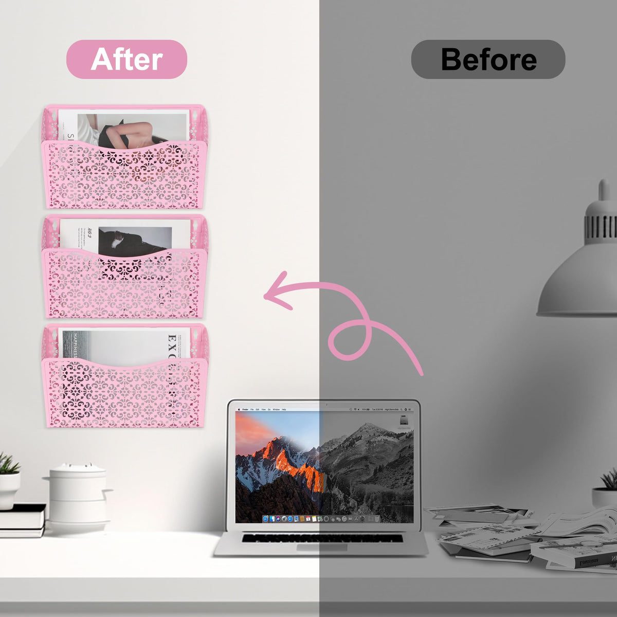 EasyPAG 3 Single Wall Mount File Organizer Vertical Metal Wall Pocket File Holder for Office, Home