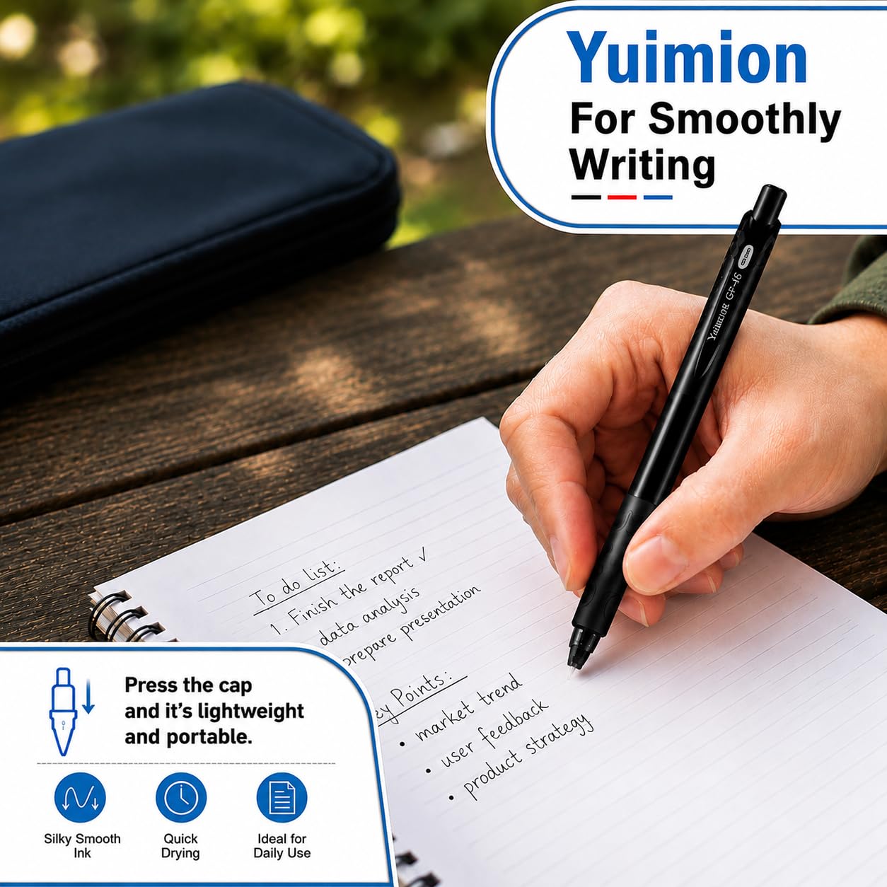 Yuimion 0.5mm Quick Dry Gel Pens, 16 Black 8 Red 8 Blue Fine Point,32 Pack