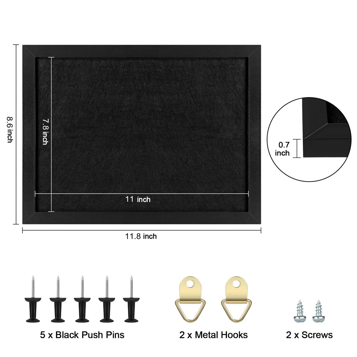 TORASO Cork Board Bulletin Board, 11" X 8" Cork Boards for Walls with Pins, Eye Bolts, gaskets