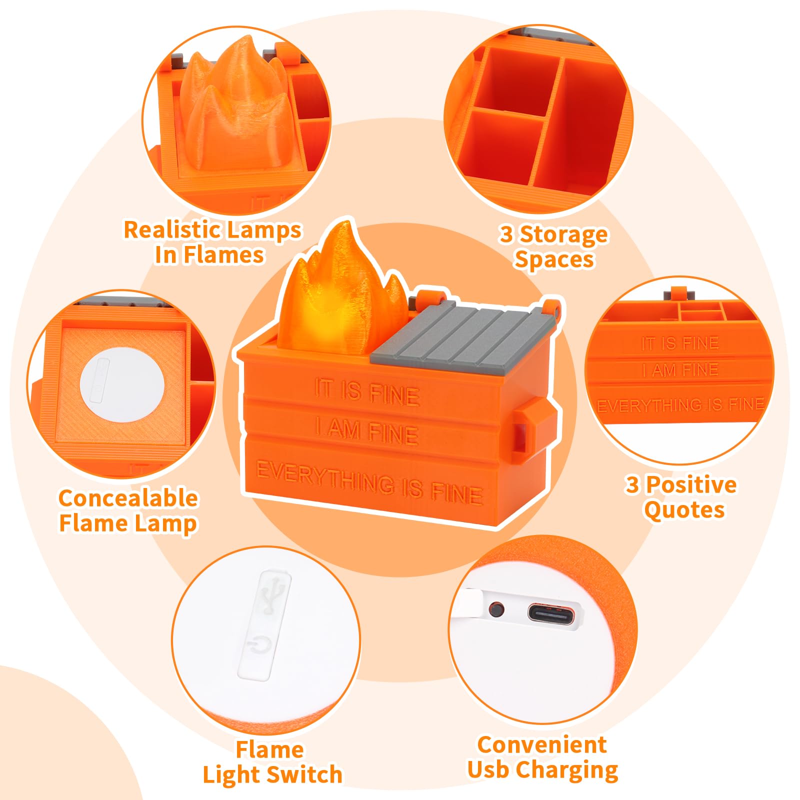 Dalycro Dumpster Fire Pencil Holder Fun Desk Accessories
