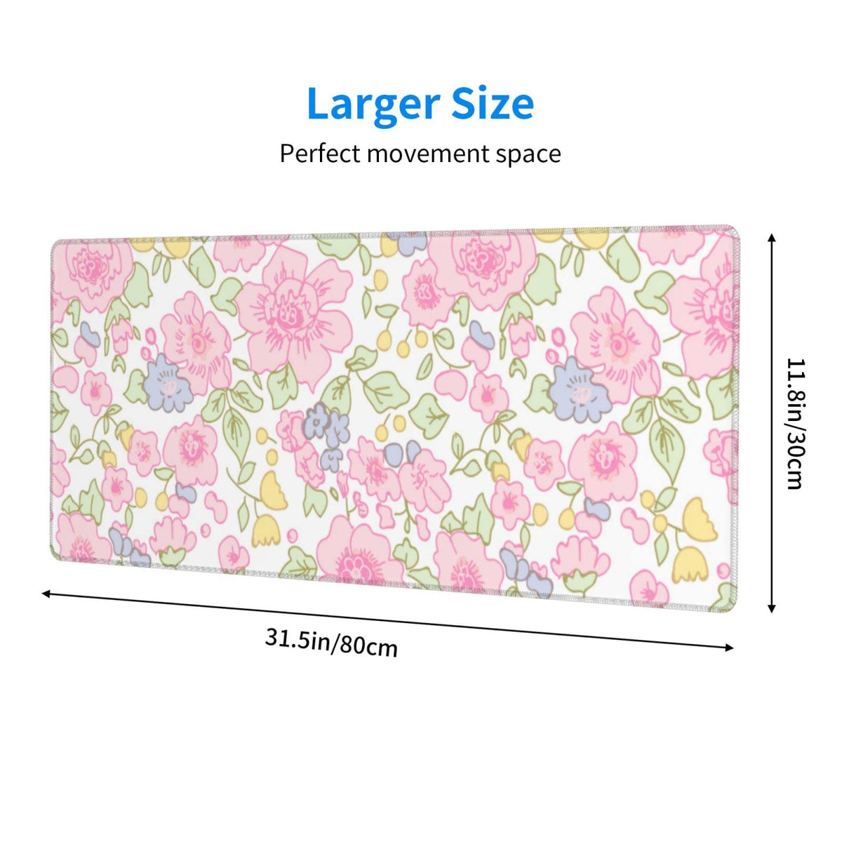 Cute Flowers Pink Floral Gaming Mouse Pad Large XL Desk Mat Long Extended Pads Big Mousepad for