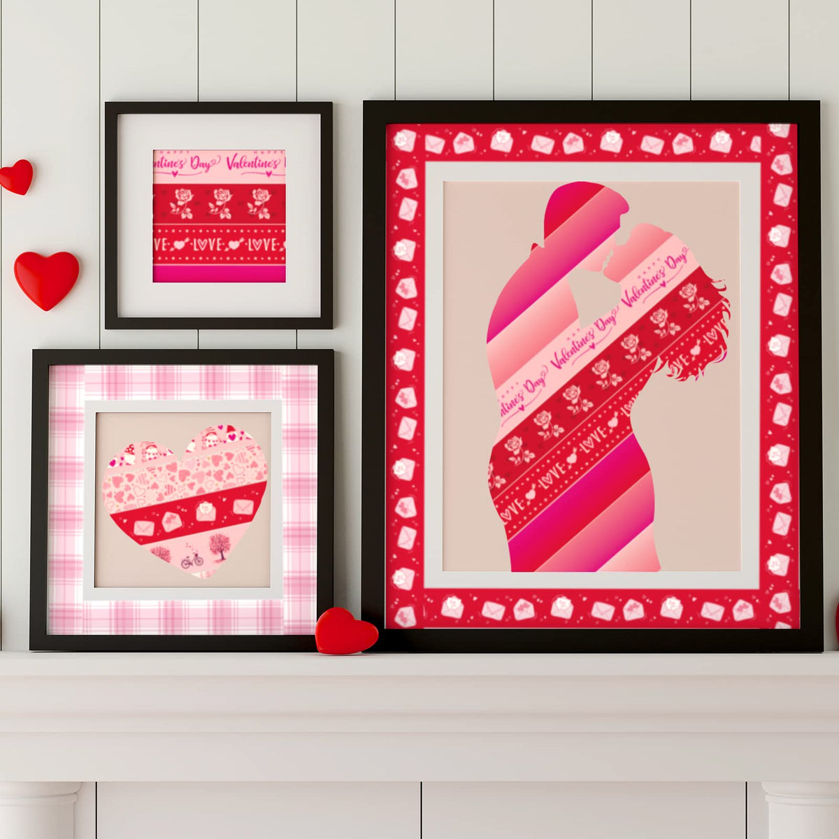 Whaline 12 Rolls Valentine Washi Tape Red Pink Heart Gnome Love Masking Tape for Wedding Scrapbook