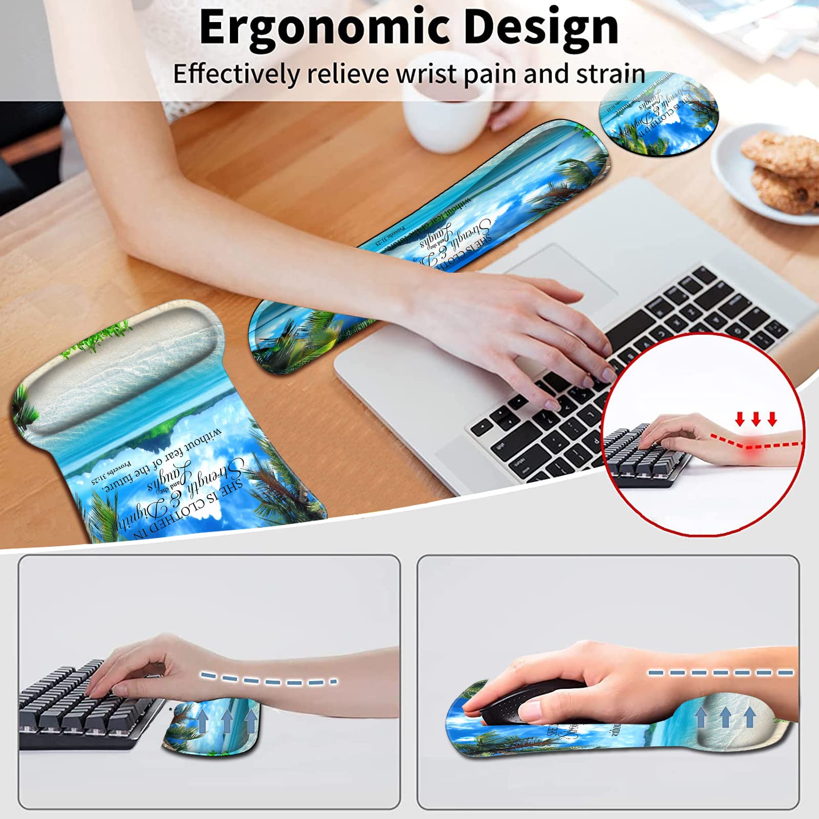 Mouse Pad, Memory Foam Keyboard Wrist Rest Support,Non-Slip Rubber Base,Ergonomic Comfortable Gel