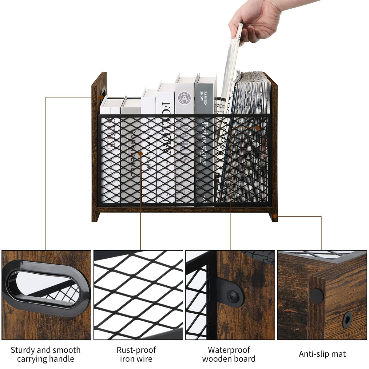 YINMIT Magazine Holder, Large Magazine Rack Floor, Book Storage Basket